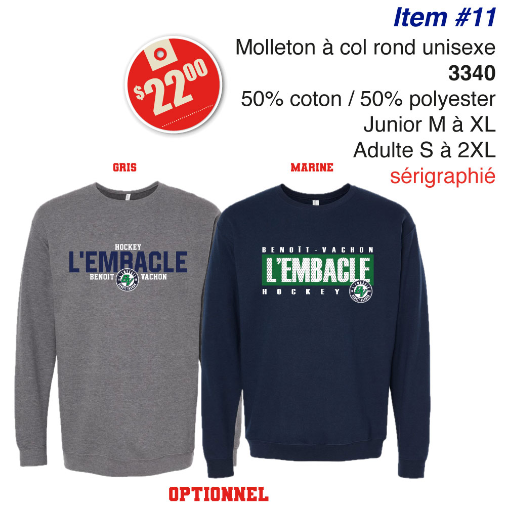 Item 11 PBV Embâcle Hockey Molleton à col rond 3340 2026