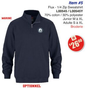 Item 05 PBV Embâcle Hockey 1/4 zip Sweatshirt L00545 L00545Y 2026
